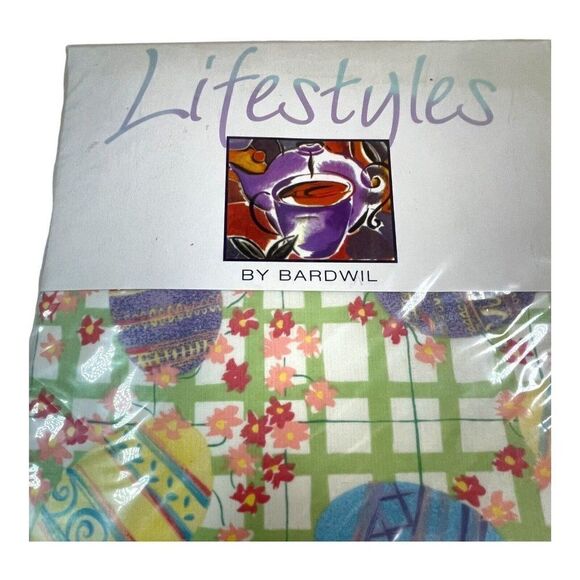 VTG Bardwil Linens 60” X 84” Oblong Easter Gardens Tablecloth Floral Egg Spring - Picture 2 of 5